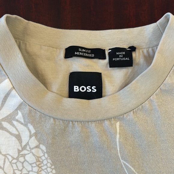 NEW HUGO BOSS men's tessler short sleeve crew neck t-shirt in light beige small - Picture 2 of 4